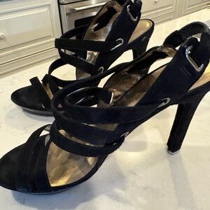 Diane Von Furstenberg Black Strappy Heels